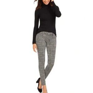 J.McLaughlin Becca Houndstooth Plaid Legging Ankle Pant SZ 8 / Ivory Brown Black